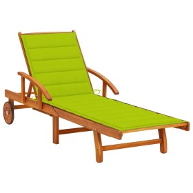 Garden lounger with solid acacia wood cushion by vidaXL, Loungers - Ref: Foro24-3061613, Price: 239,99 €, Discount: %