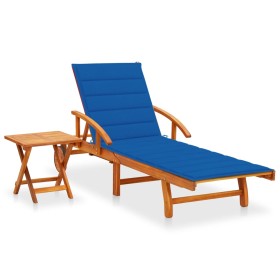 Gartenliege mit Tisch und Kissen aus massivem Akazienholz von vidaXL, Liegen - Ref: Foro24-3061627, Preis: 220,99 €, Rabatt: %