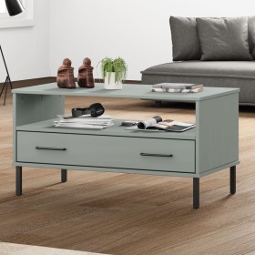 OSLO coffee table metal legs solid gray wood 85x50x45 cm by vidaXL, Coffee table - Ref: Foro24-351034, Price: 63,20 €, Discou...