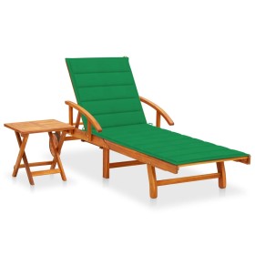 Gartenliege mit Tisch und Kissen massives Akazienholz von vidaXL, Liegen - Ref: Foro24-3061622, Preis: 238,08 €, Rabatt: %