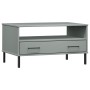 Mesa de centro patas metal OSLO madera maciza gris 85x50x45 cm de vidaXL, Mesas de centro - Ref: Foro24-351034, Precio: 62,99...