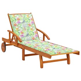 Garden lounger with solid acacia wood cushion by vidaXL, Loungers - Ref: Foro24-3061614, Price: 236,99 €, Discount: %