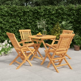 5-piece solid teak wood garden dining set by vidaXL, Garden sets - Ref: Foro24-3155017, Price: 454,48 €, Discount: %