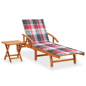 Garden lounger with table and cushion made of solid acacia wood by vidaXL, Loungers - Ref: Foro24-3061630, Price: 240,09 €, D...