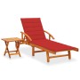 Garden lounger with table and cushion in solid acacia wood by vidaXL, Loungers - Ref: Foro24-3061623, Price: 237,84 €, Discou...