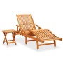 Garden lounger with table and cushion in solid acacia wood by vidaXL, Loungers - Ref: Foro24-3061623, Price: 237,84 €, Discou...