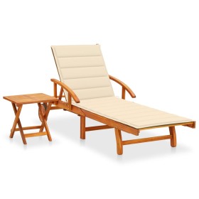 Garden lounger with solid acacia wood cushion by vidaXL, Loungers - Ref: Foro24-3061619, Price: 223,99 €, Discount: %