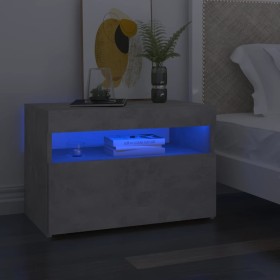 Mesita de noche con LED contrachapada gris hormigón 60x35x40 cm de vidaXL, Mesitas de noche - Ref: Foro24-3082782, Precio: 40...