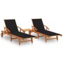 Sun loungers with table and cushions, 2 units solid acacia wood. by vidaXL, Loungers - Ref: Foro24-3077352, Price: 381,46 €, ...