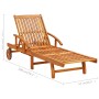 Garden sun lounger with solid acacia wood cushion. by vidaXL, Loungers - Ref: Foro24-3061617, Price: 223,99 €, Discount: %