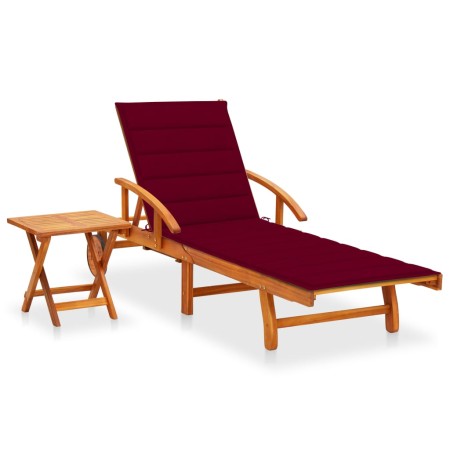 Garden lounger with table and cushion in solid acacia wood by vidaXL, Loungers - Ref: Foro24-3061626, Price: 237,84 €, Discou...