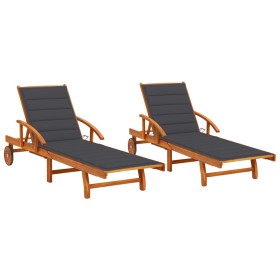 Sun loungers with cushions 2 units solid acacia wood by vidaXL, Loungers - Ref: Foro24-3077330, Price: 467,99 €, Discount: %