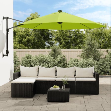 Wall umbrella with apple green LED 290 cm by vidaXL, Umbrellas - Ref: Foro24-362893, Price: 106,99 €, Discount: %