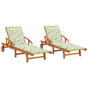 Sun loungers with cushions 2 units solid acacia wood by vidaXL, Loungers - Ref: Foro24-3077342, Price: 463,99 €, Discount: %