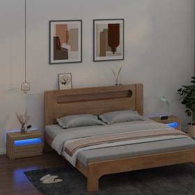 Bedside tables with LED lights 2 pcs Sonoma oak 60x35x40 cm by vidaXL, Nightstands - Ref: Foro24-3080737, Price: 74,12 €, Dis...