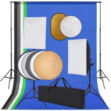 Softbox-Fotostudio-Set, Regenschirme, Hintergrund und Reflektor von vidaXL, Blitze und Studiobeleuchtung - Ref: Foro24-306710...