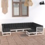 9-piece garden furniture set with white pine wood cushions by vidaXL, Garden sets - Ref: Foro24-3076805, Price: 697,23 €, Dis...