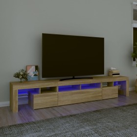 Mueble de TV con luces LED roble Sonoma 230x36,5x40 cm de vidaXL, Muebles TV - Ref: Foro24-3152788, Precio: 141,99 €, Descuen...