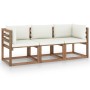 3-seater pallet garden sofa with white cushions by vidaXL, Garden sets - Ref: Foro24-3067286, Price: 216,99 €, Discount: %