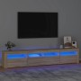 Mueble de TV con luces LED roble Sonoma 210x35x40 cm de vidaXL, Muebles TV - Ref: Foro24-3152732, Precio: 129,07 €, Descuento: %