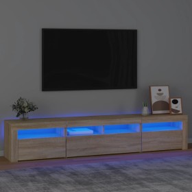 Mueble de TV con luces LED roble Sonoma 210x35x40 cm de vidaXL, Muebles TV - Ref: Foro24-3152732, Precio: 139,99 €, Descuento: %