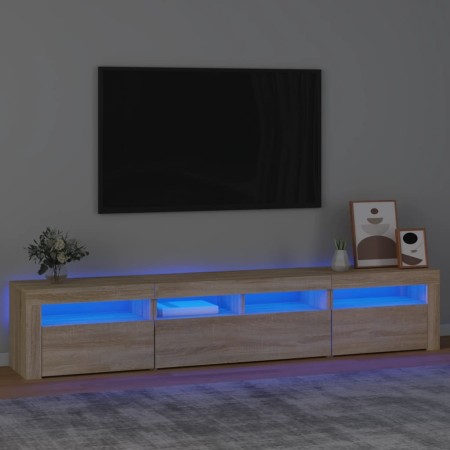 Mueble de TV con luces LED roble Sonoma 210x35x40 cm de vidaXL, Muebles TV - Ref: Foro24-3152732, Precio: 129,07 €, Descuento: %