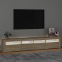 Mueble de TV con luces LED roble Sonoma 210x35x40 cm de vidaXL, Muebles TV - Ref: Foro24-3152732, Precio: 129,07 €, Descuento: %