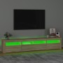 Mueble de TV con luces LED roble Sonoma 210x35x40 cm de vidaXL, Muebles TV - Ref: Foro24-3152732, Precio: 129,07 €, Descuento: %