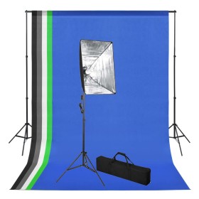 Photo studio set with backdrop and softbox lighting by vidaXL, Flashes and studio lighting - Ref: Foro24-3051358, Price: 107,...