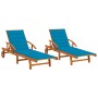 Sun loungers with cushions 2 units solid acacia wood by vidaXL, Loungers - Ref: Foro24-3077334, Price: 319,10 €, Discount: %