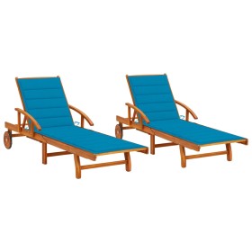 Sun loungers with cushions 2 units solid acacia wood by vidaXL, Loungers - Ref: Foro24-3077334, Price: 319,45 €, Discount: %