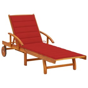 Garden sun lounger with solid acacia wood cushion. by vidaXL, Loungers - Ref: Foro24-3061608, Price: 162,60 €, Discount: %