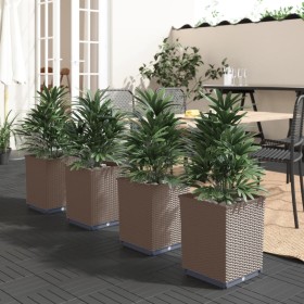 Planters 4 units brown polypropylene 30x30x37 cm by vidaXL, Pots and planters - Ref: Foro24-364189, Price: 71,99 €, Discount: %