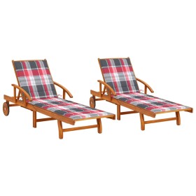 Sun loungers with cushions 2 units solid acacia wood by vidaXL, Loungers - Ref: Foro24-3077343, Price: 327,04 €, Discount: %