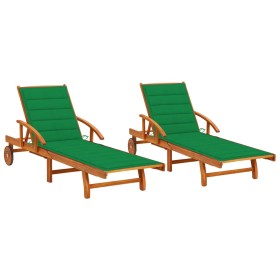 Sun loungers with cushions 2 units solid acacia wood by vidaXL, Loungers - Ref: Foro24-3077335, Price: 319,45 €, Discount: %