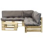 Garden pallet sofas 4 pieces wood with gray cushions by vidaXL, Garden sets - Ref: Foro24-275303, Price: 428,99 €, Discount: %