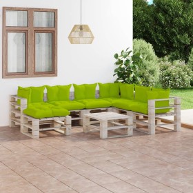 8-piece pallet garden furniture with pine wood cushions by vidaXL, Garden sets - Ref: Foro24-3066170, Price: 609,46 €, Discou...