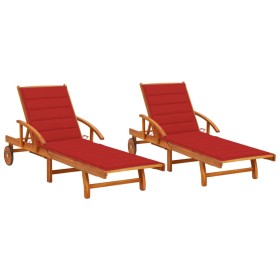 Sun loungers with cushions 2 units solid acacia wood by vidaXL, Loungers - Ref: Foro24-3077336, Price: 467,99 €, Discount: %