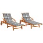 Sun loungers with cushions, 2 units solid acacia wood by vidaXL, Loungers - Ref: Foro24-3077344, Price: 464,47 €, Discount: %