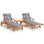 Sonnenliegen mit Tisch und Kissen 2 Stück massives Akazienholz von vidaXL, Liegen - Ref: Foro24-3077359, Preis: 445,99 €, Rab...