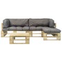 Garden pallet sofas 4 pieces wood with gray cushions by vidaXL, Garden sets - Ref: Foro24-275309, Price: 399,99 €, Discount: %