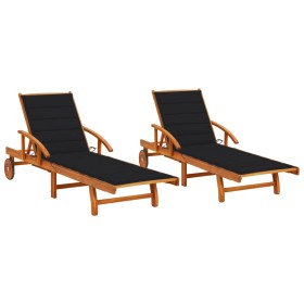 Sun loungers with cushions 2 units solid acacia wood by vidaXL, Loungers - Ref: Foro24-3077337, Price: 319,10 €, Discount: %