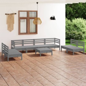 Garden furniture set 9 pieces solid gray pine wood by vidaXL, Garden sets - Ref: Foro24-3082579, Price: 397,34 €, Discount: %