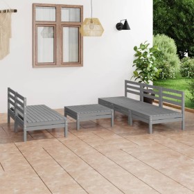 Gartenmöbel-Set 6-teilig aus massivem grauem Kiefernholz von vidaXL, Gartensets - Ref: Foro24-3082454, Preis: 257,99 €, Rabat...