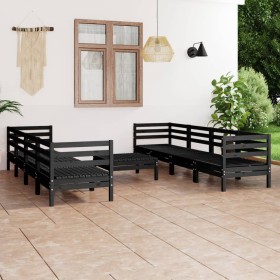 Gartenmöbel-Set 9-teilig aus massivem schwarzem Kiefernholz von vidaXL, Gartensets - Ref: Foro24-3082521, Preis: 406,99 €, Ra...