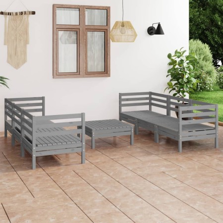 7-teiliges Gartenmöbel-Set Kiefernholz massiv grau von vidaXL, Gartensets - Ref: Foro24-3082479, Preis: 337,05 €, Rabatt: %