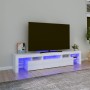 Mueble de TV con luces LED blanco brillante 200x36,5x40 cm de vidaXL, Muebles TV - Ref: Foro24-3152814, Precio: 165,09 €, Des...