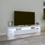 Mueble de TV con luces LED blanco brillante 200x36,5x40 cm de vidaXL, Muebles TV - Ref: Foro24-3152814, Precio: 165,09 €, Des...