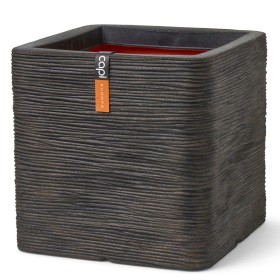 Capi Nature Rib square dark brown flower pot 40x40x40 cm by Capi, Pots and planters - Ref: Foro24-434837, Price: 125,99 €, Di...