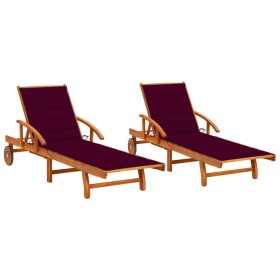 Sun loungers with cushions 2 units solid acacia wood by vidaXL, Loungers - Ref: Foro24-3077339, Price: 319,45 €, Discount: %